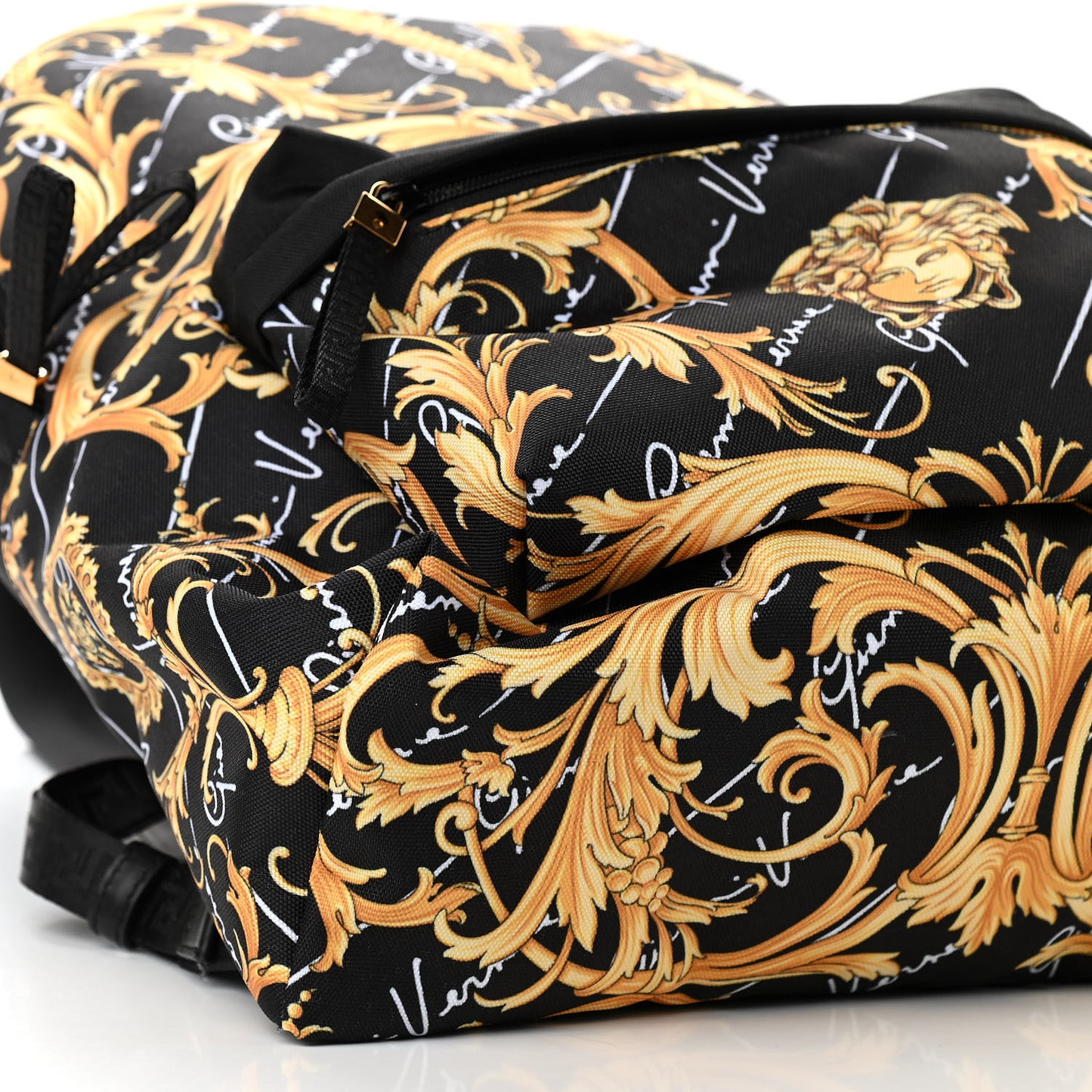 Nylon Barocco Signature Print Drawstring Backpack Black