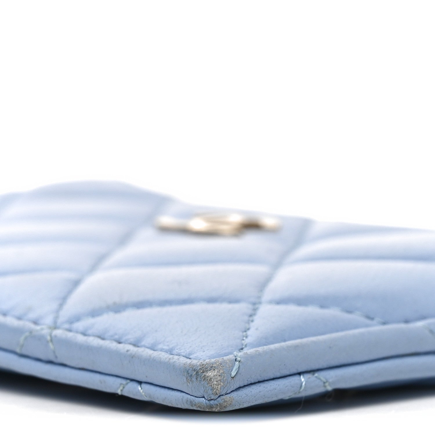 Chanel Lambskin Quilted CC Zip Card Holder Light Blue 9 of 9