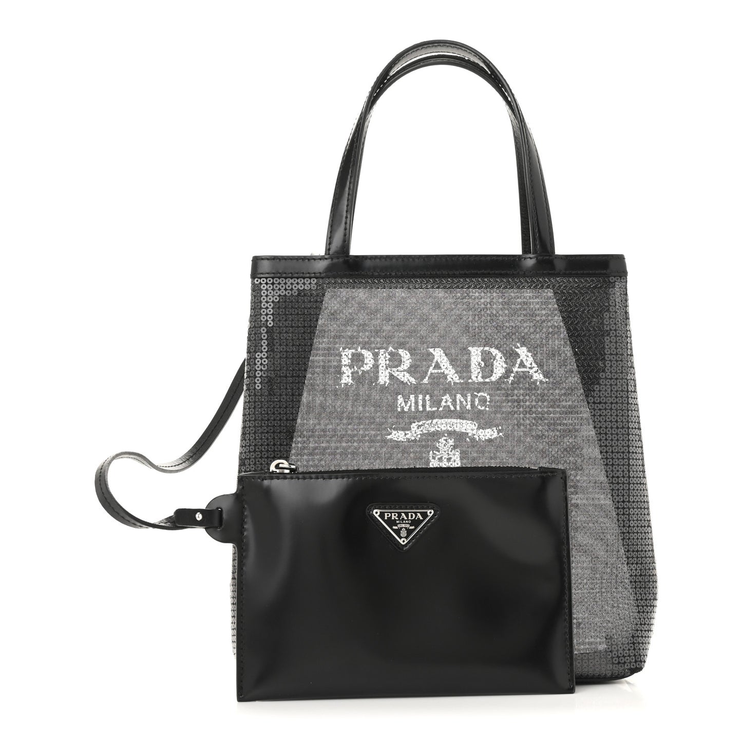 Sequin Rete Paillettes Small Tote Bag Black