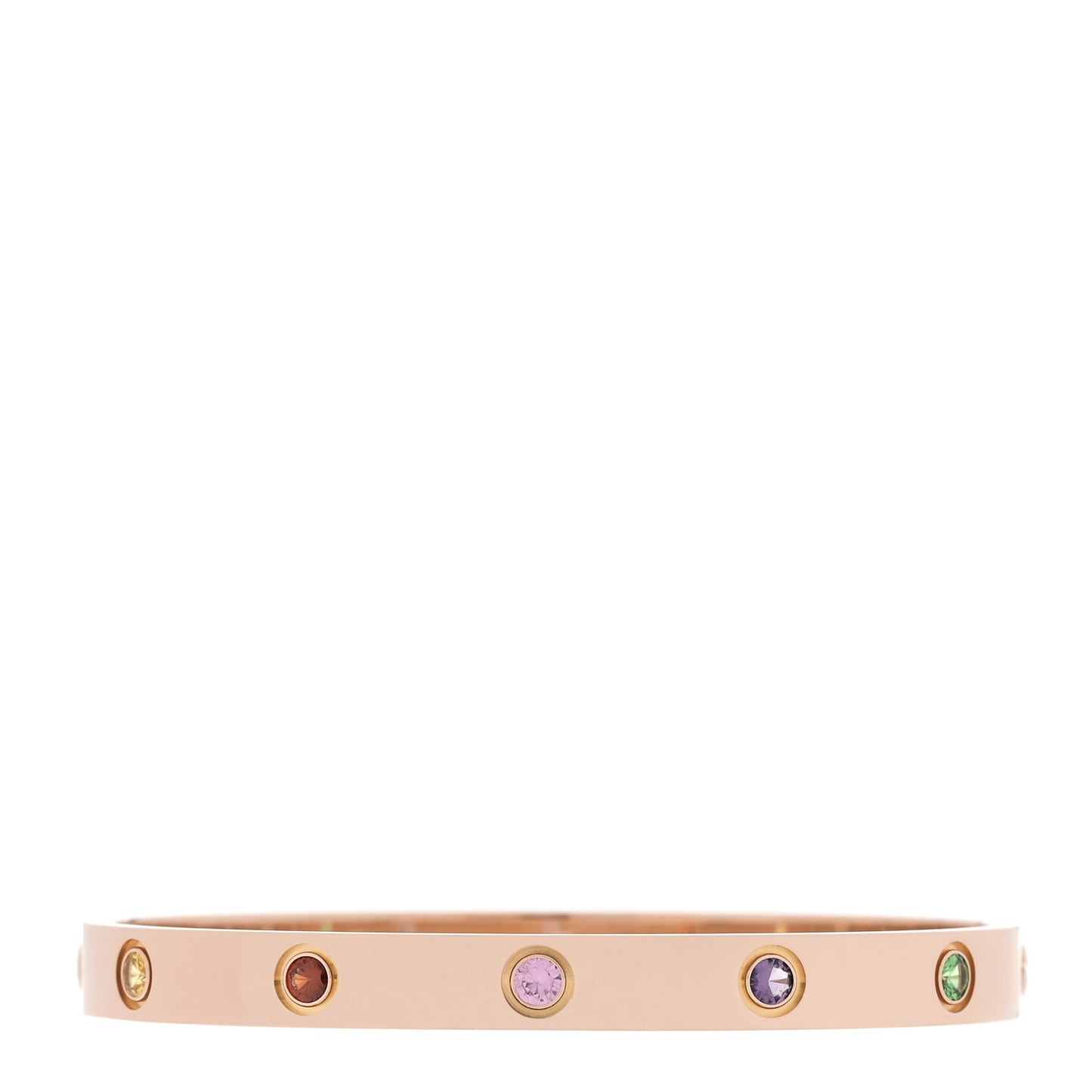 18K Pink Gold Sapphire Garnet Amethyst LOVE Bracelet 17
