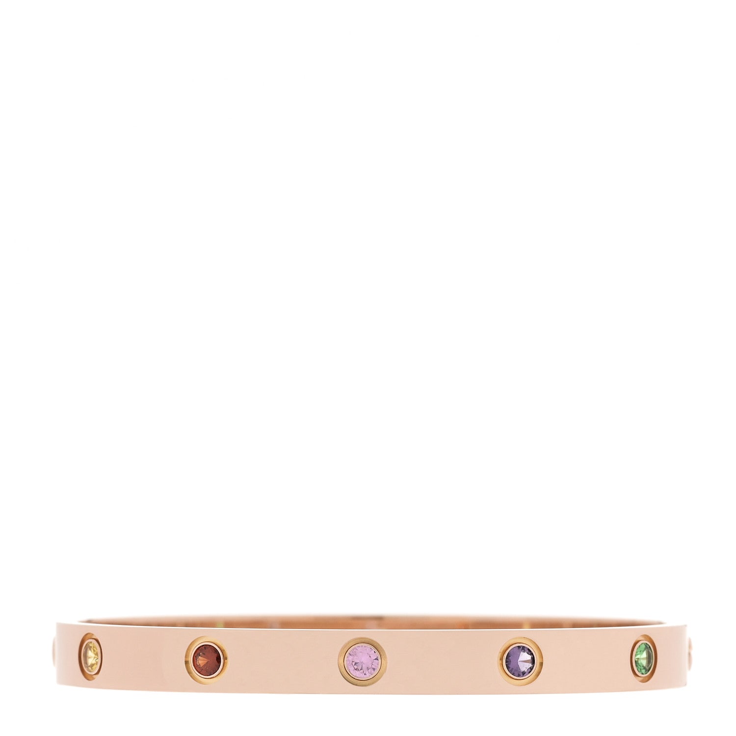 Cartier 18K Pink Gold Sapphire Garnet Amethyst LOVE Bracelet 17 1 of 3