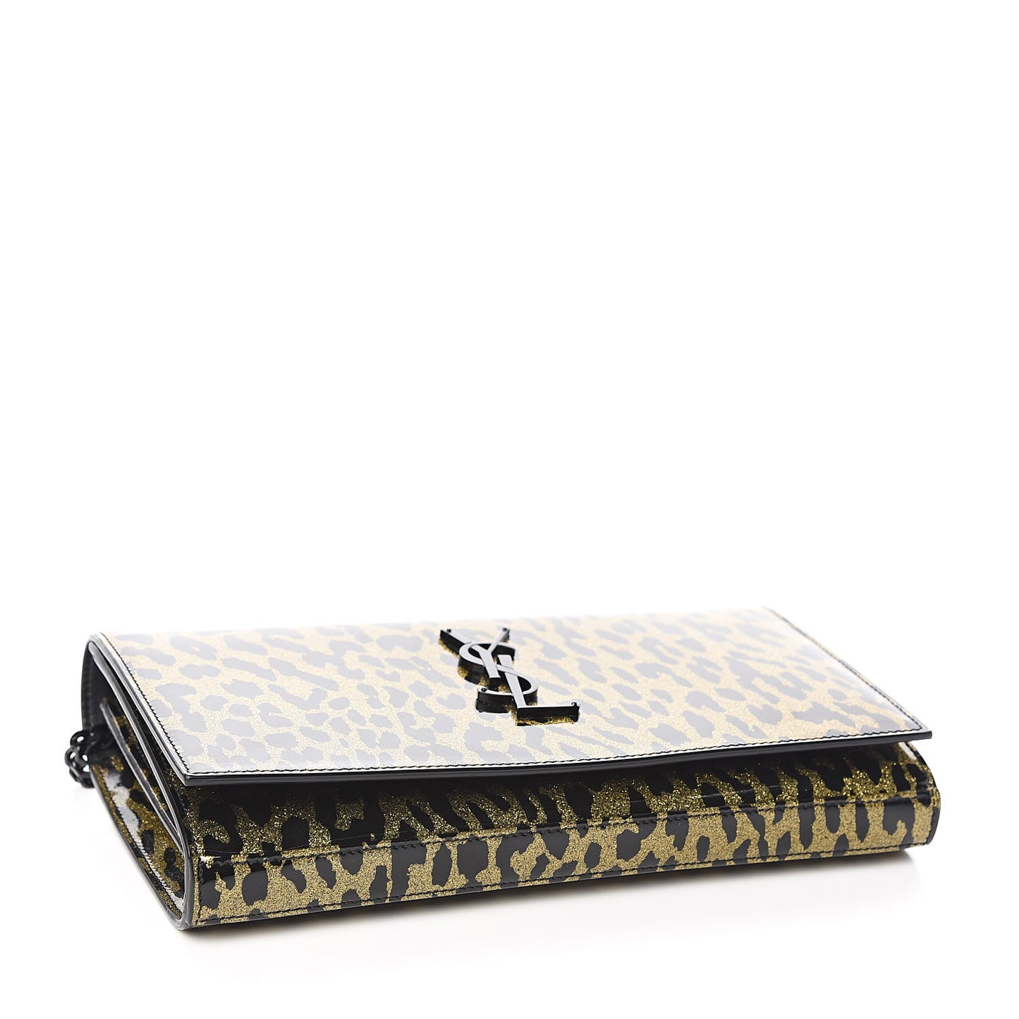 Patent Leopard Print Monogram Chain Wallet Leopard Black Gold