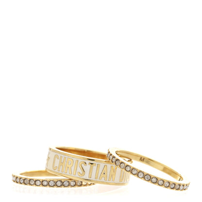 Christian Dior Metal Crystal Code Ring Set M 54/7 Gold 4 of 6