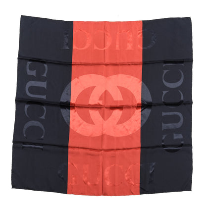 Gucci Silk Logo Square Scarf Navy Red 1 of 2