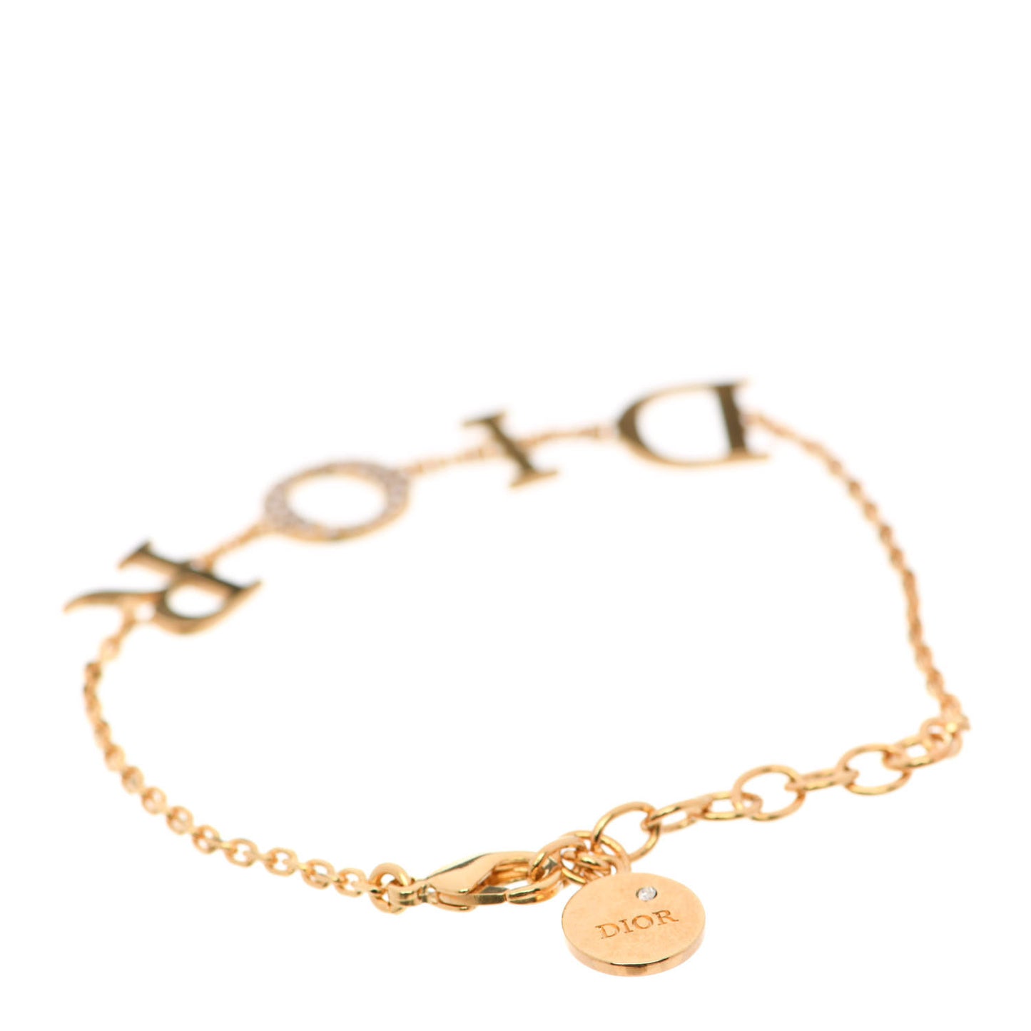 Metal Crystal Letters Bracelet Gold