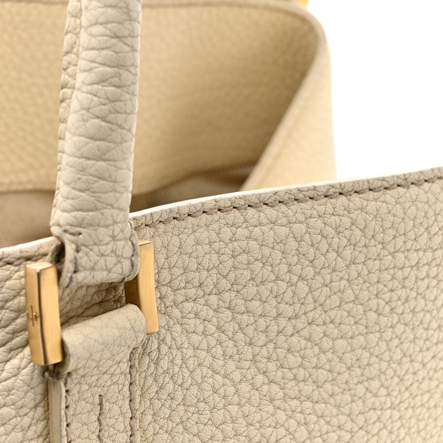 Loro Piana Grained Calfskin Globe Shoulder Bag Ivory 10 of 17