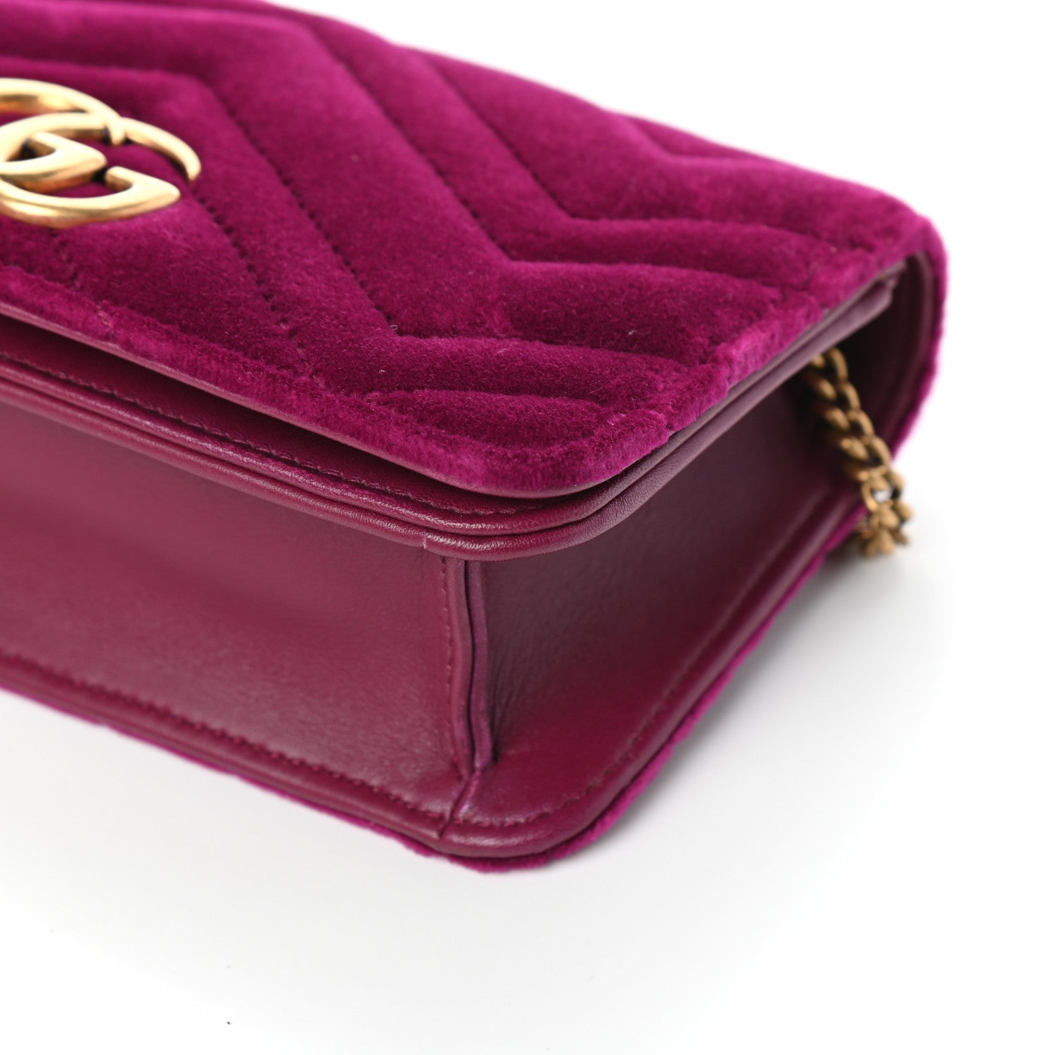 Gucci Velvet Matelasse GG Marmont Mini Bag Fuchsia Violet Cyclamen 8 of 9