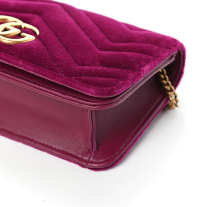 Gucci Velvet Matelasse GG Marmont Mini Bag Fuchsia Violet Cyclamen 8 of 9