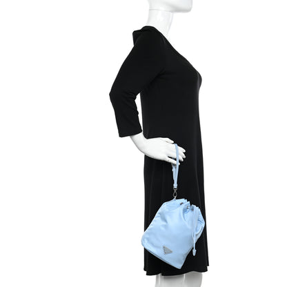 Prada Re-Nylon Saffiano Vela Bucket Wristlet Celeste 2 of 11