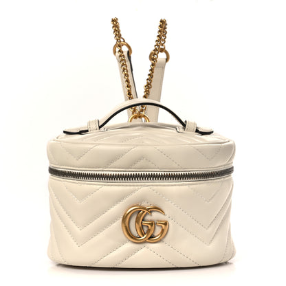 Gucci Calfskin Matelasse Mini GG Marmont Round Backpack White 1 of 11