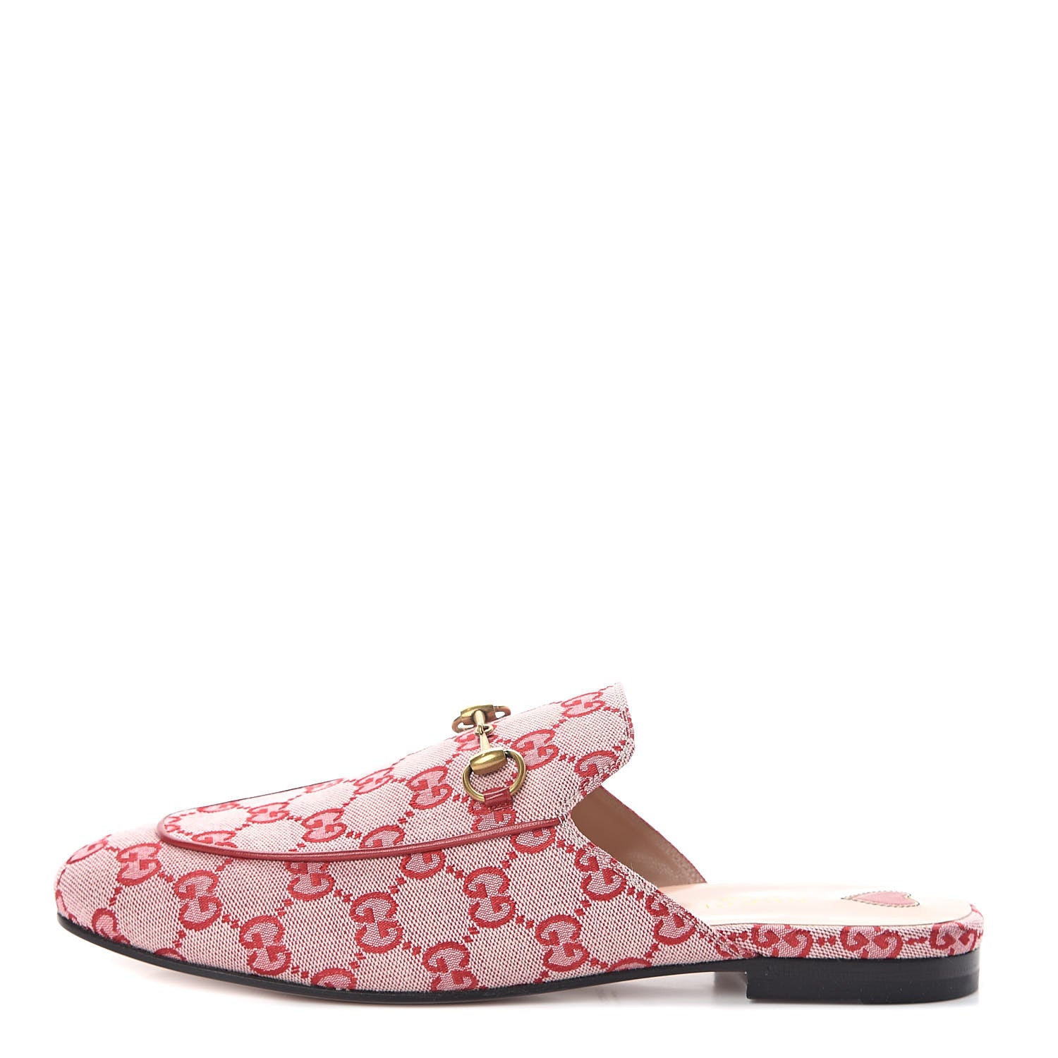 Gucci Canvas GG Monogram Horsebit Womens Princetown Slippers 40 Gardenia Hibiscus Red 1 of 7
