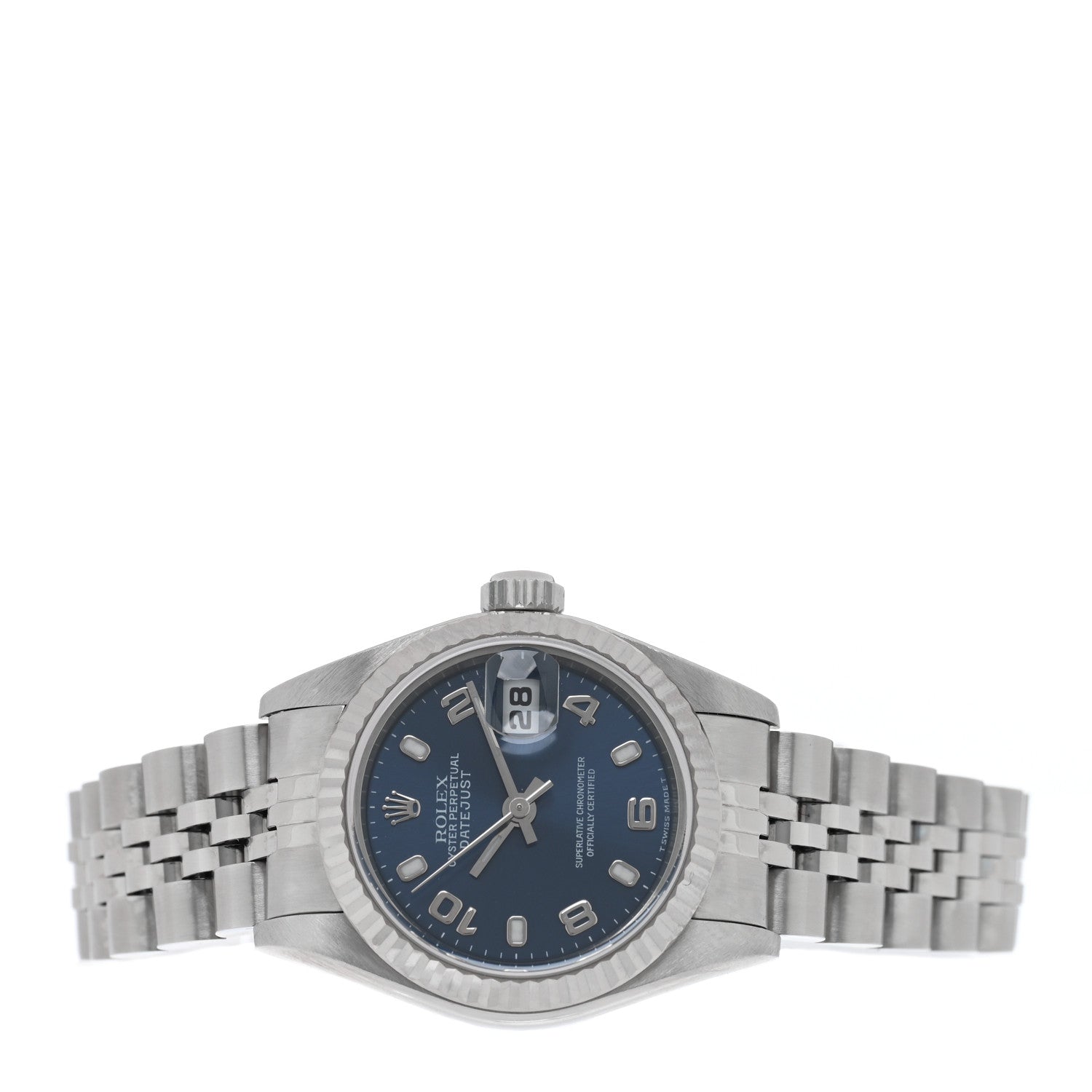 Rolex Stainless Steel 18K White Gold 26mm Oyster Perpetual Datejust Watch Blue 79174 2 of 5