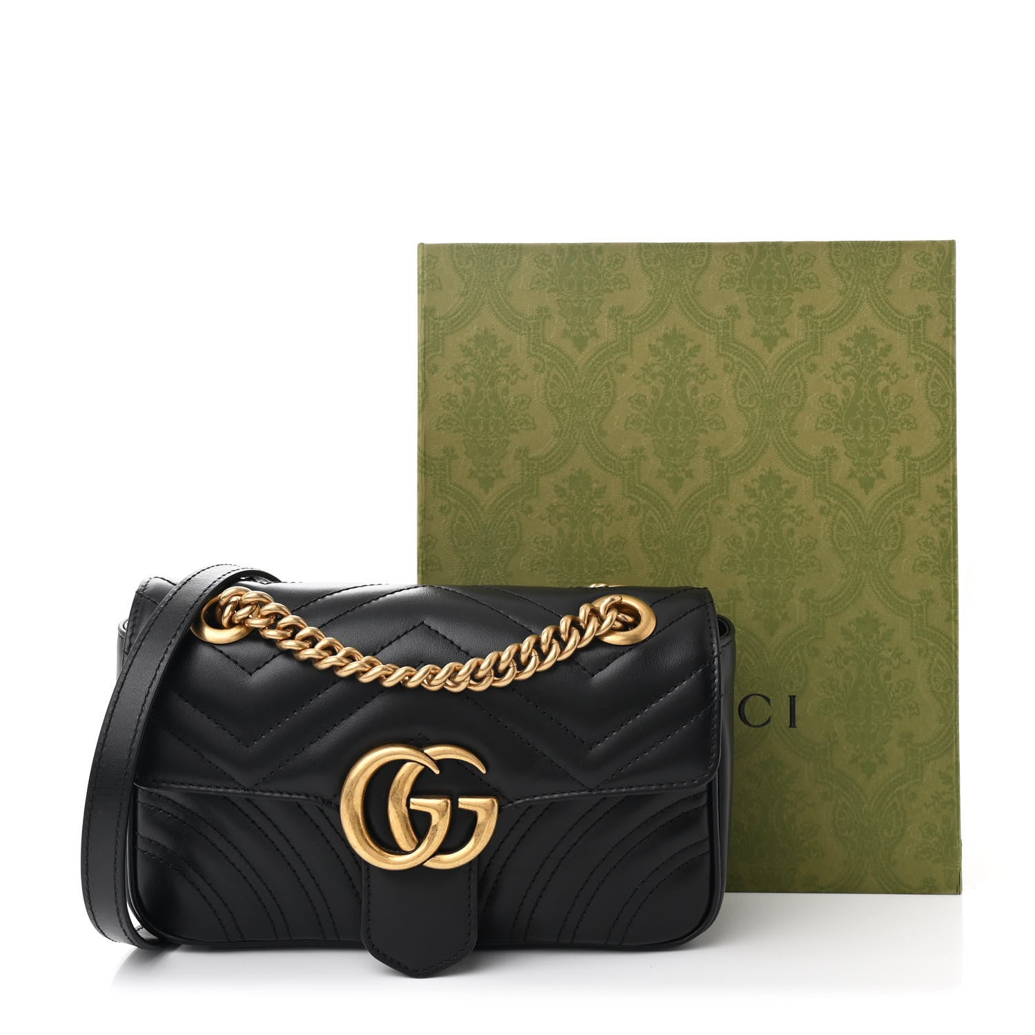 Gucci Calfskin Matelasse Mini GG Marmont Shoulder Bag Black 11 of 11