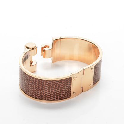 Hermes Lizard Charniere Uni Wide Hinged Bracelet S Etrusque 3 of 5