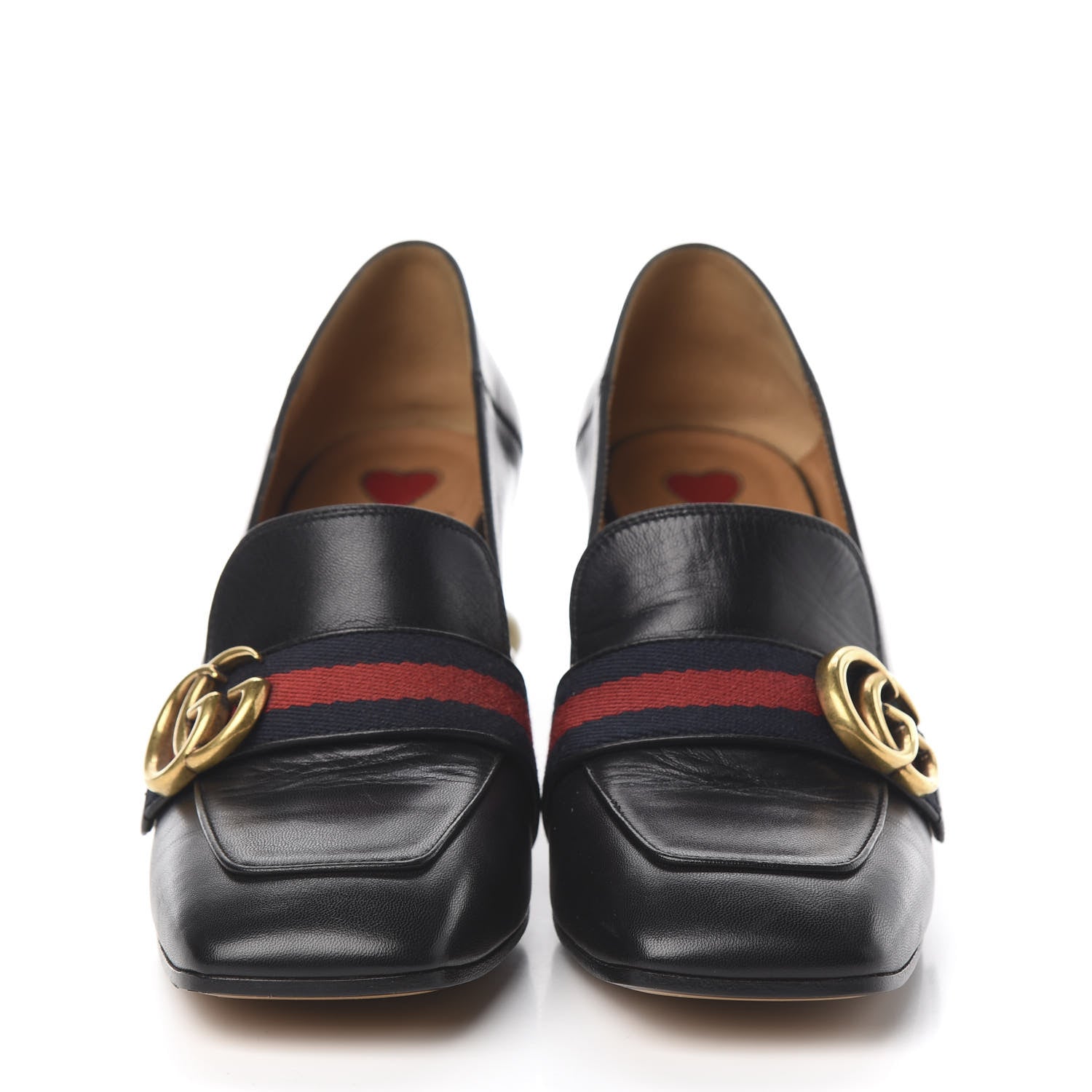 Gucci Malaga Kid Web Pearl Embellished Peyton 75mm Loafer Pumps 37 Black 2 of 13