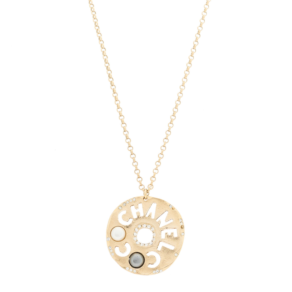 Chanel Crystal Pearl Papyrus Necklace Gold 1 of 5