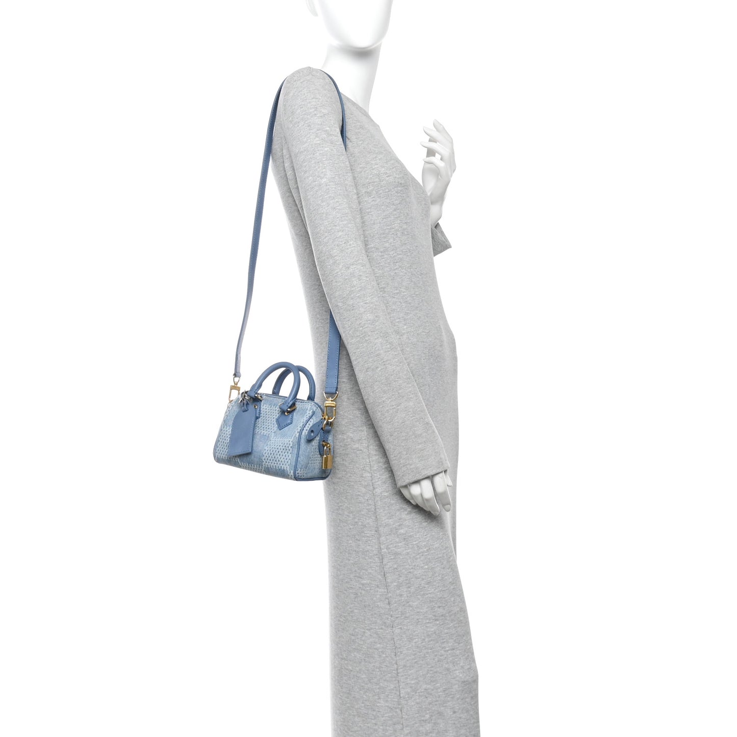 Damier Denim 3D Speedy Bandouliere 18 Denim Blue