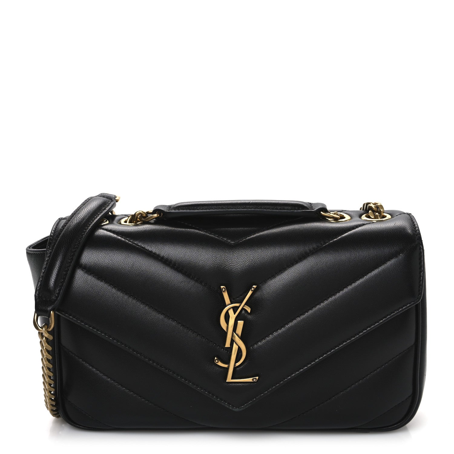 Saint Laurent Lambskin Chevron Quilted Small Loulou Bag Black 1 of 11