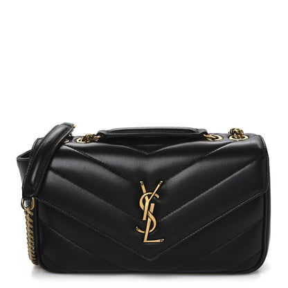 Saint Laurent Lambskin Chevron Quilted Small Loulou Bag Black 1 of 11