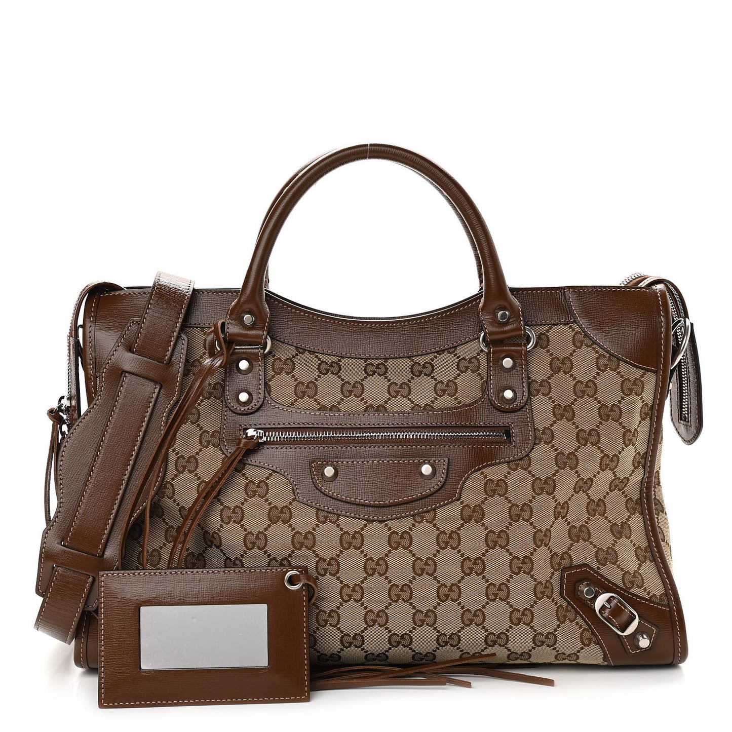 X GUCCI GG Monogram Azalea Calfskin Neo Classic Silver Hardware Medium City Beige Ebony Brown Sugar