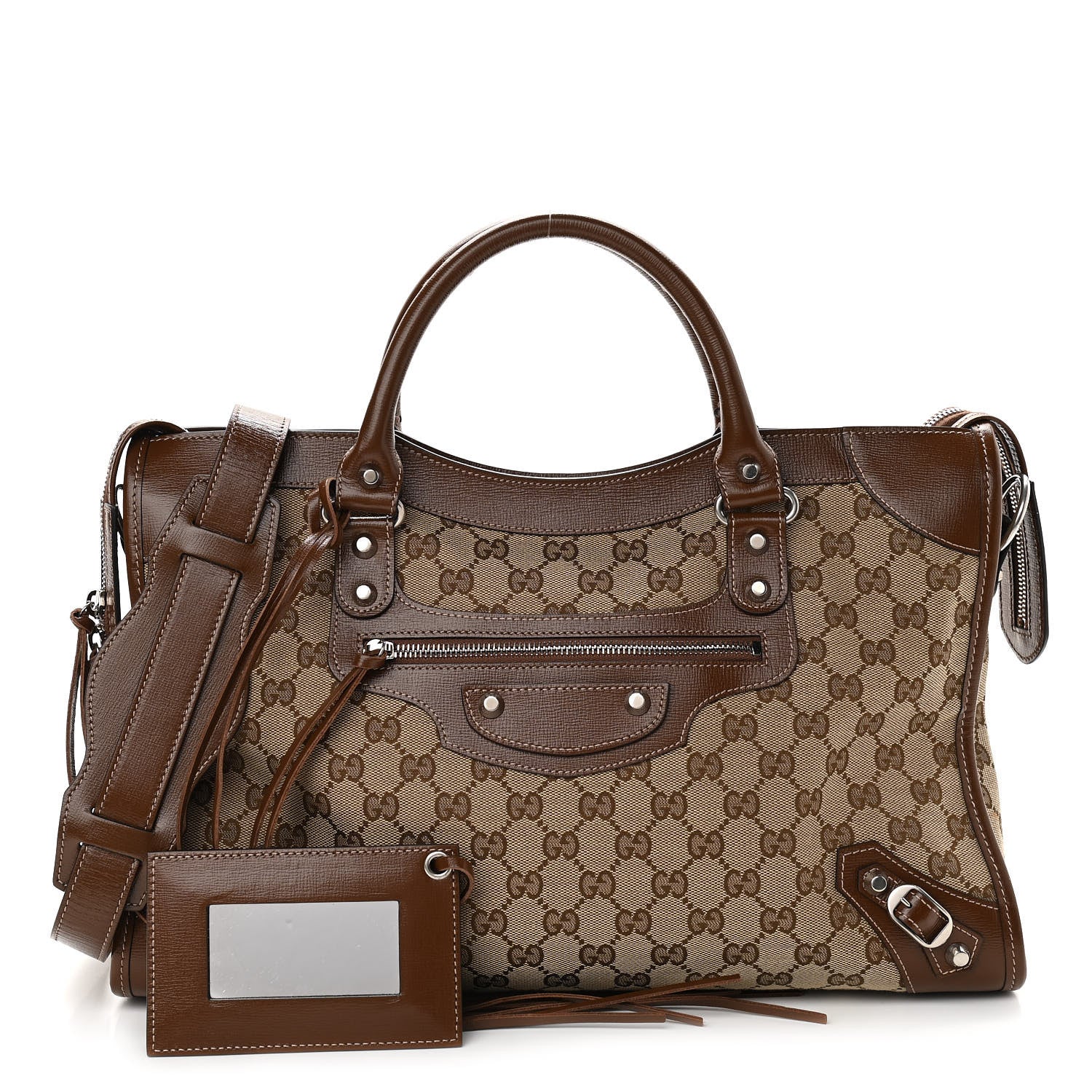 Balenciaga X GUCCI GG Monogram Azalea Calfskin Neo Classic Silver Hardware Medium City Beige Ebony Brown Sugar 1 of 10