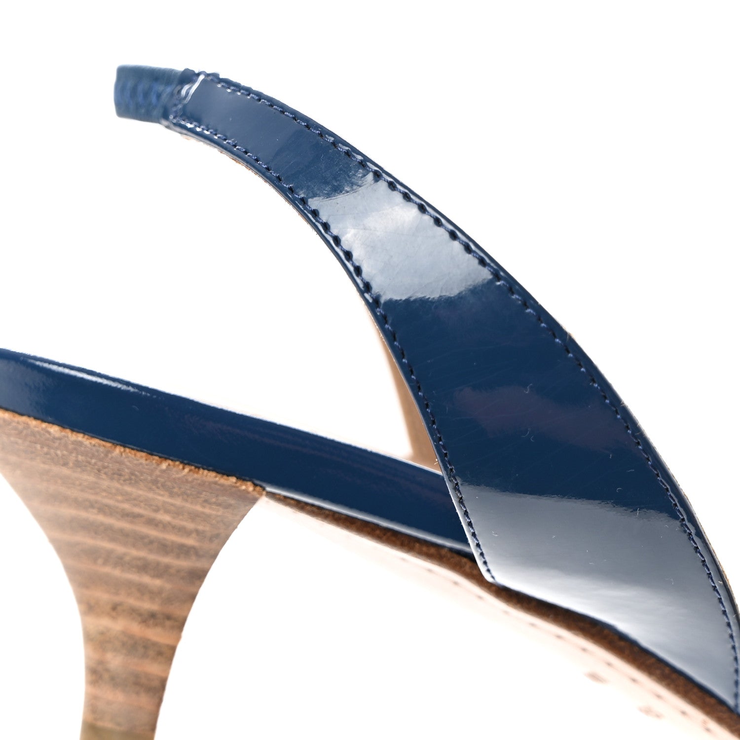 Hermes Patent Ottomane Slingback Sandals 37 Blue 10 of 13