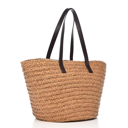 Saint Laurent Raffia Calfskin Medium Panier Tote 3 of 10