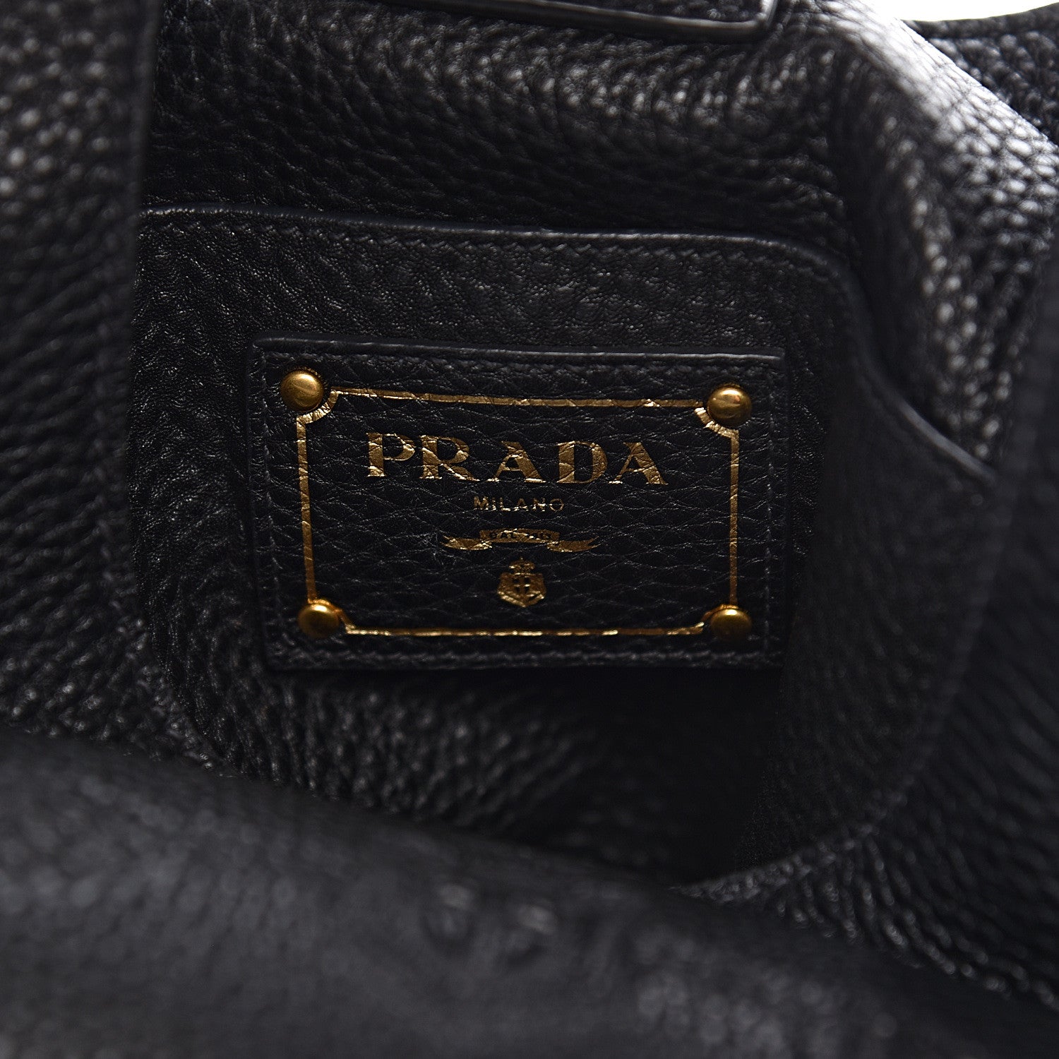 Prada Vitello Daino Embossed Logo Hobo Black 6 of 21
