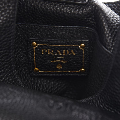 Prada Vitello Daino Embossed Logo Hobo Black 6 of 21