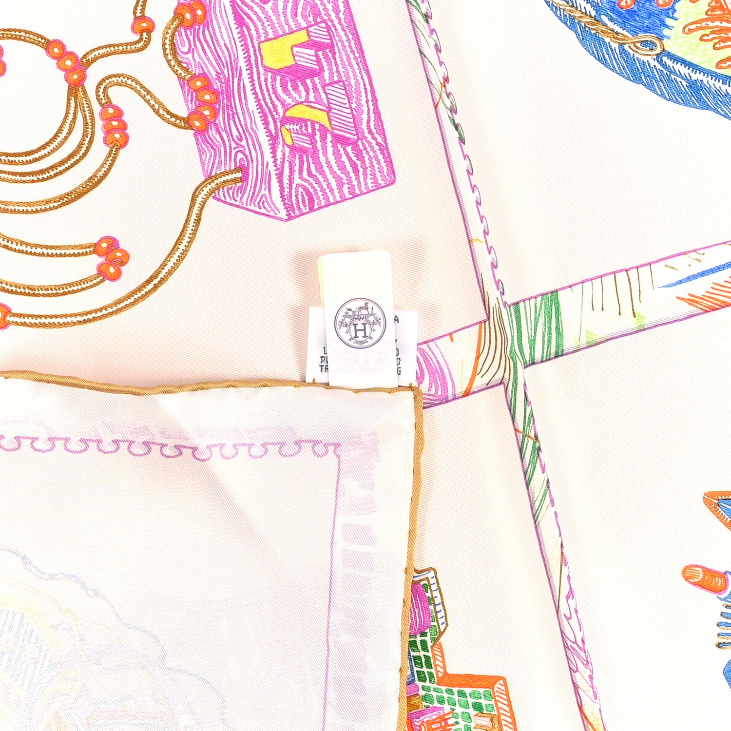 Hermes Silk Chevaloscope Scarf 90 White Bleu Multicolor 6 of 6