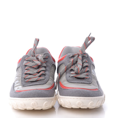 Chanel Nylon Calfskin Suede Womens CC Sneakers 36 Grey Red 2 of 10