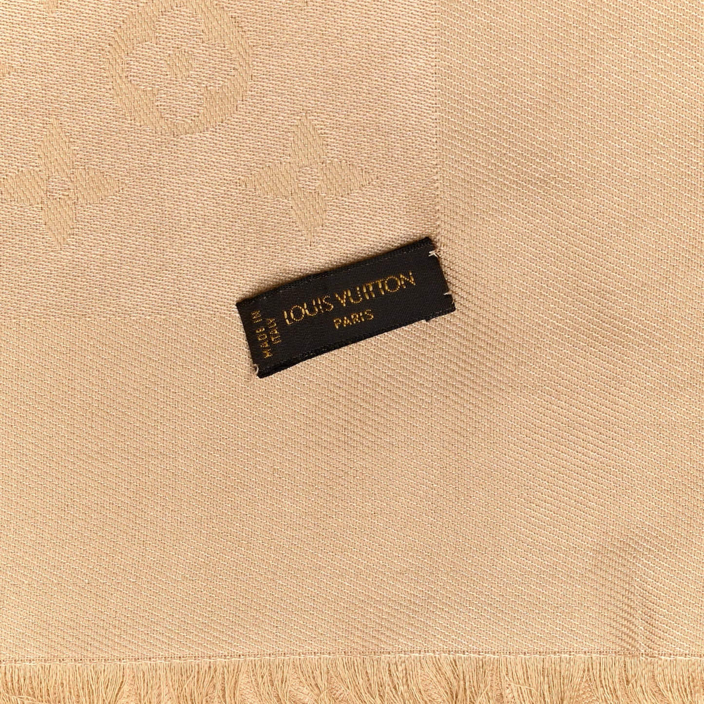 Silk Wool Monogram Shine Shawl Gold