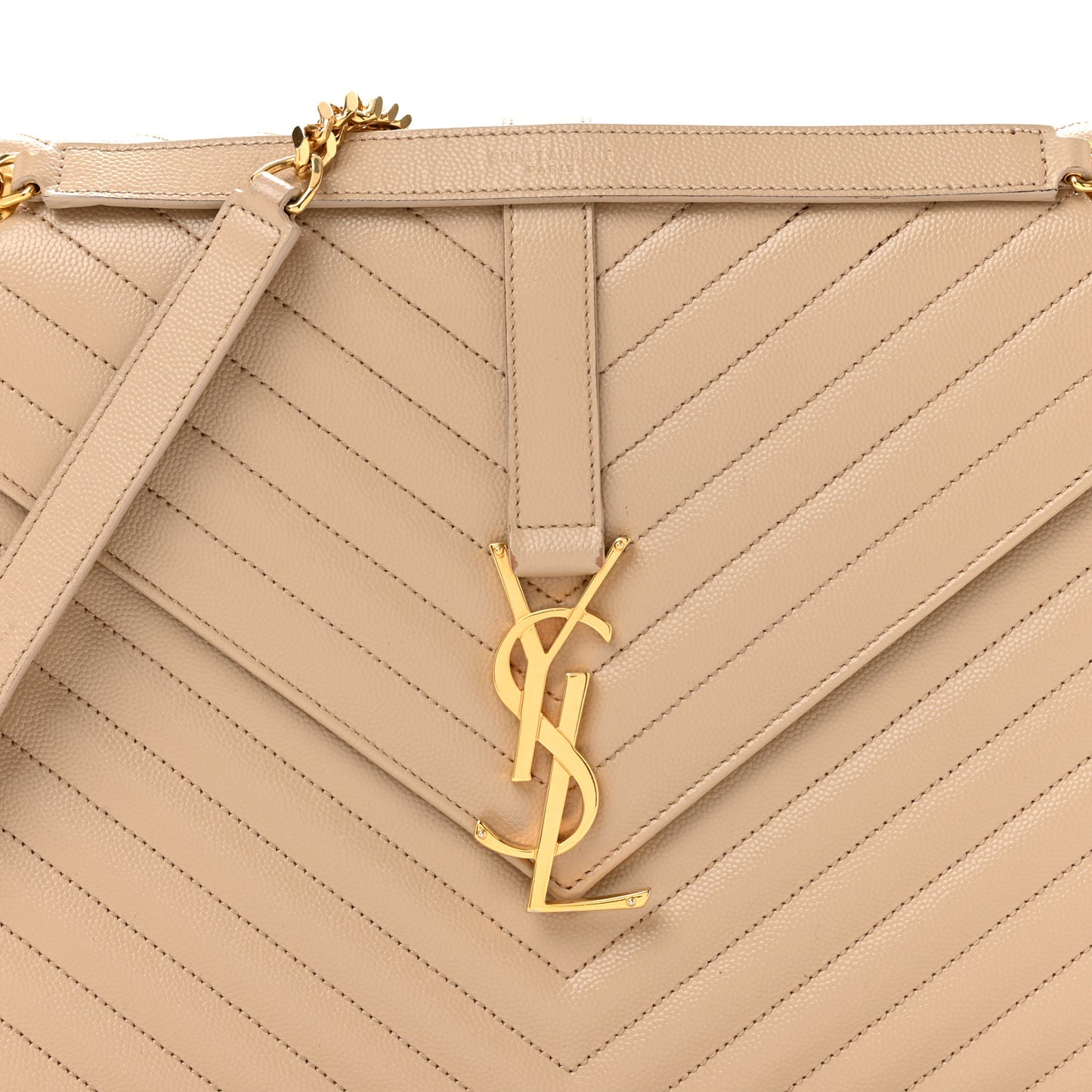 Grain De Poudre Matelasse Chevron Large Monogram Satchel Dark Beige