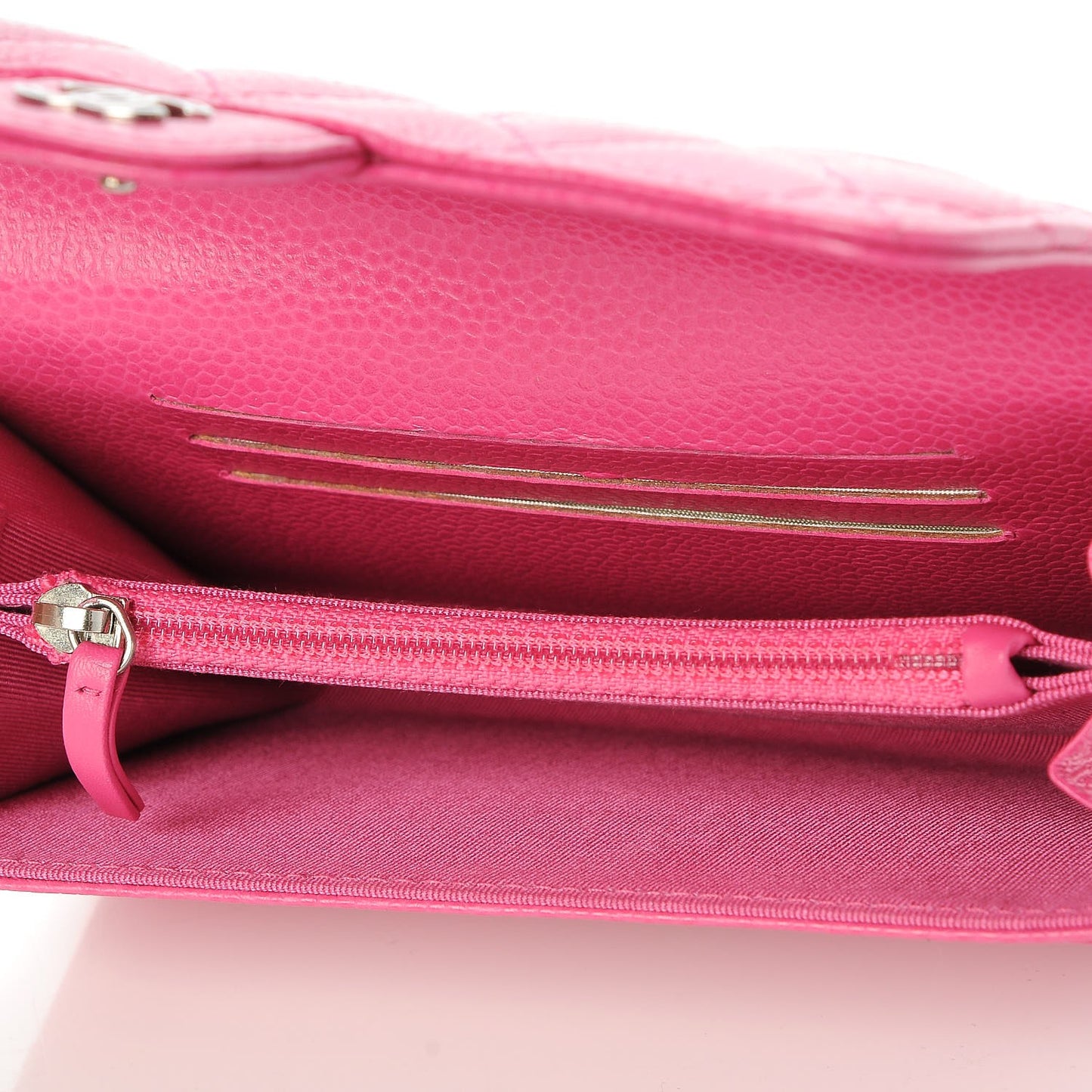 Caviar Quilted Small Flap Wallet Pink