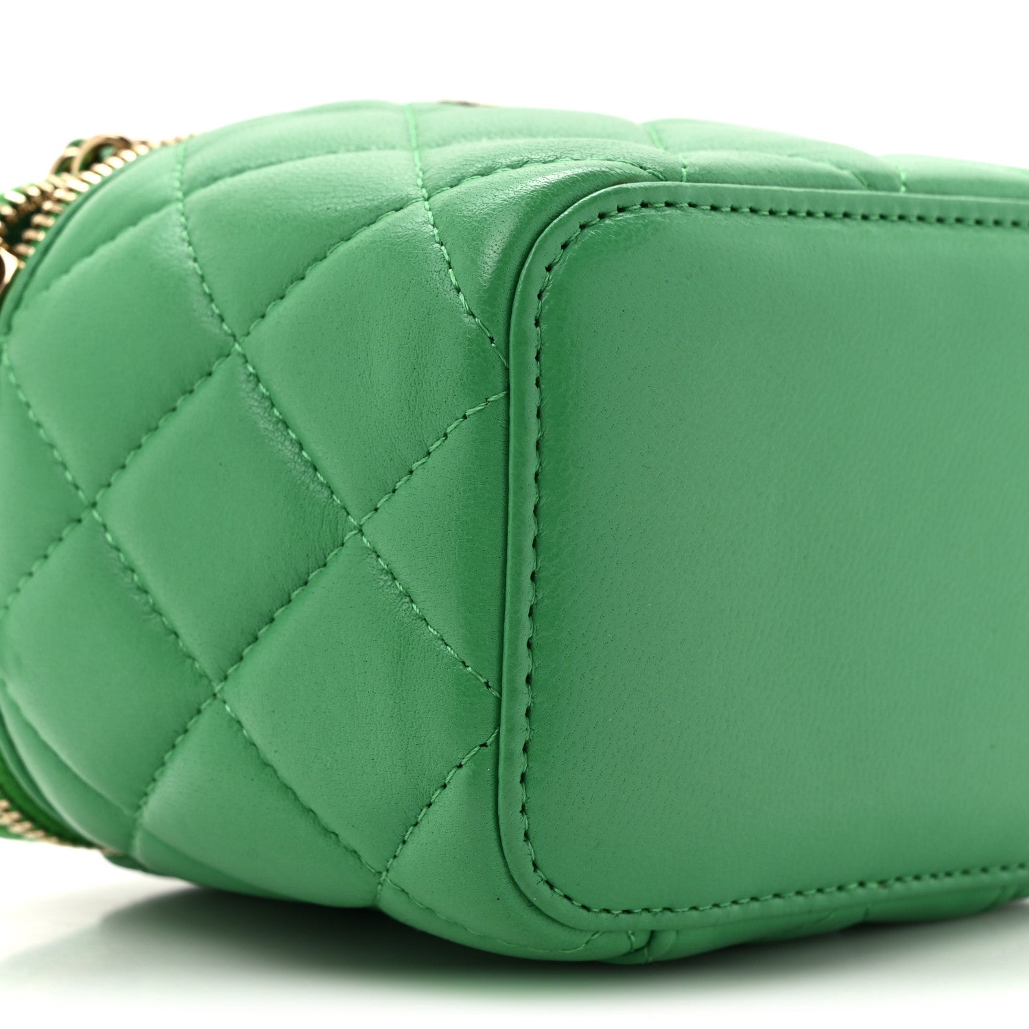 Chanel Lambskin Quilted Mini Vanity Case With Chain Green 19 of 19