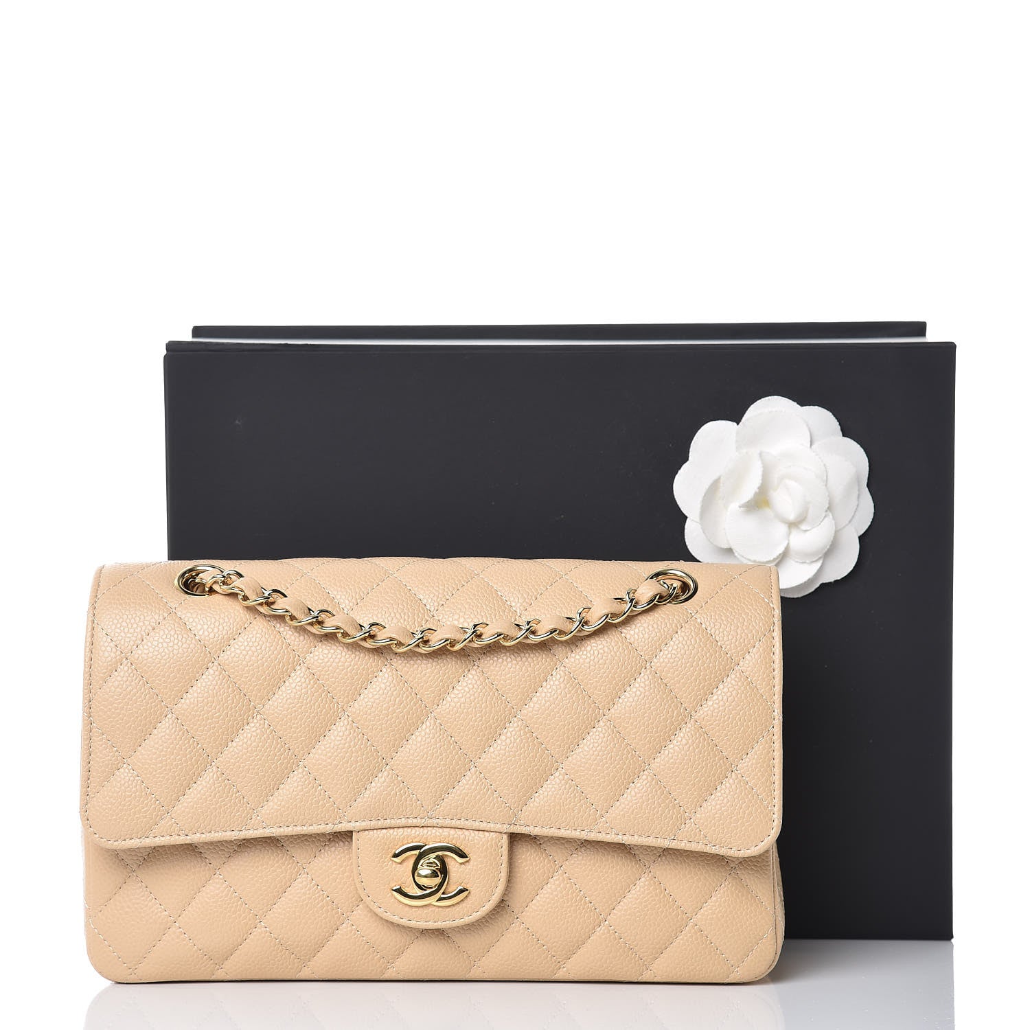 Chanel Caviar Quilted Medium Double Flap Beige Clair 8 of 8