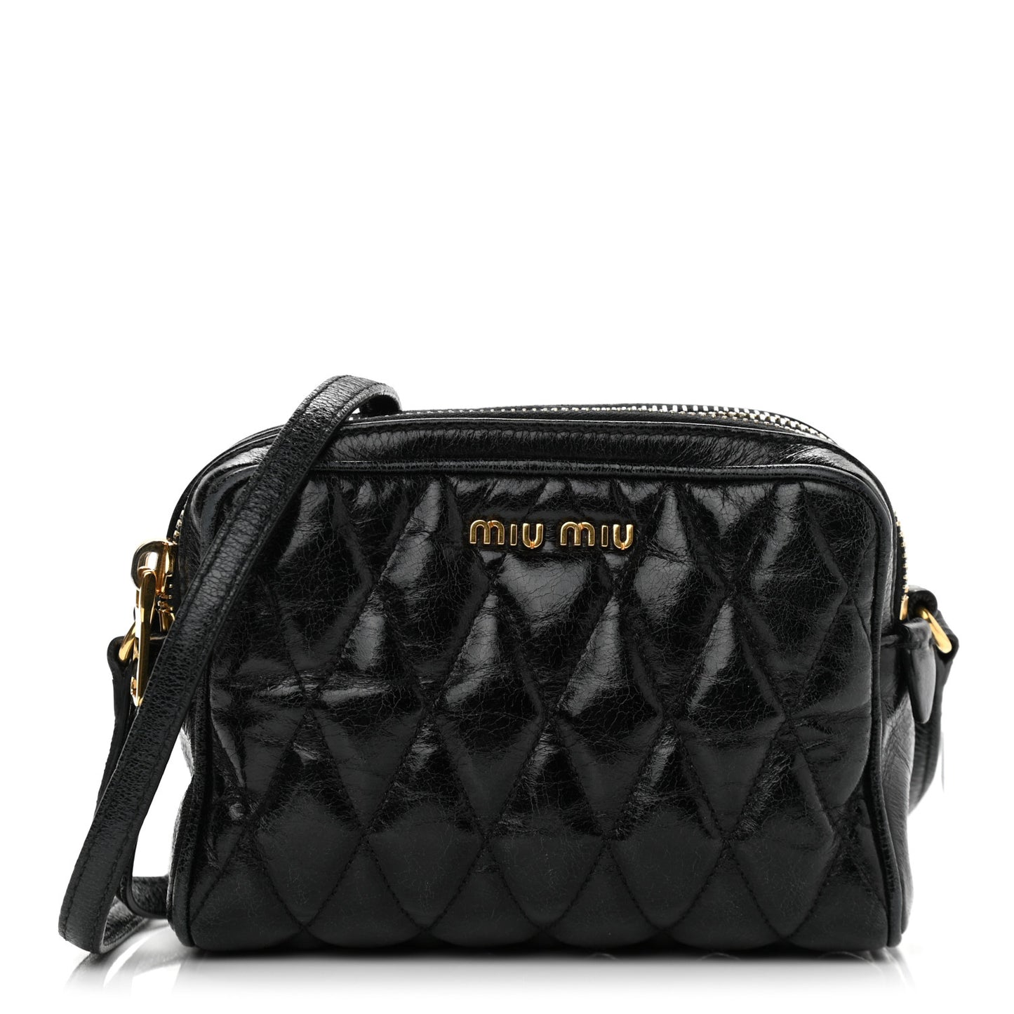 Vitello Shine Quilted Camera Bag Black