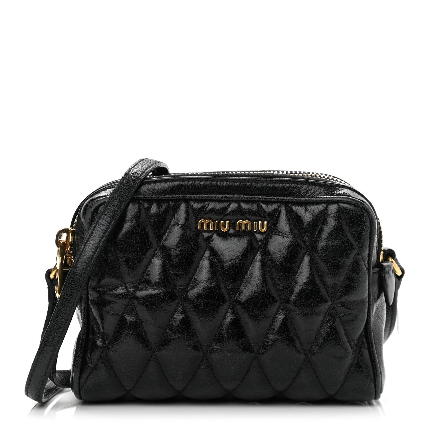 Miu Miu Vitello Shine Quilted Camera Bag Black 1 of 10