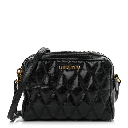 Miu Miu Vitello Shine Quilted Camera Bag Black 1 of 10