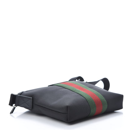 Gucci Techno Canvas Selleria Calfskin Web Small Flat Messenger Bag Black 4 of 10