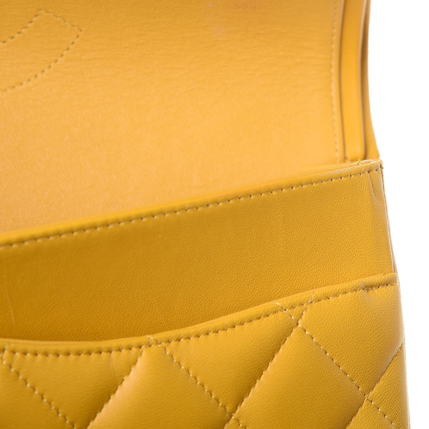 Chanel Lambskin Quilted Jumbo Double Flap Yellow 11 of 12
