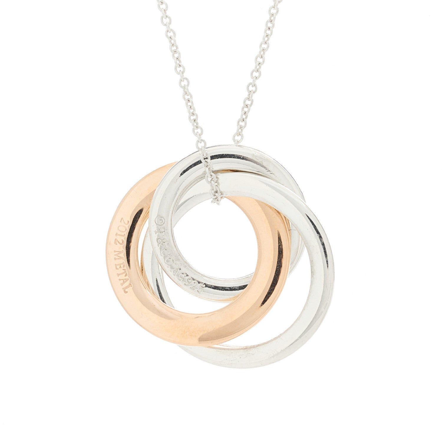 Tiffany Sterling Silver Rubedo Small Interlocking Circles Pendant Necklace 6 of 6