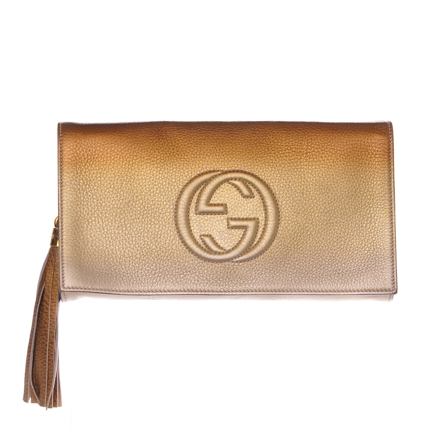 Gucci Metallic Pebbled Calfskin Medium Soho Clutch Gold Ombre 1 of 7