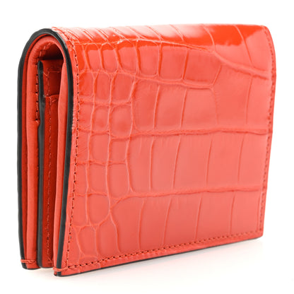 Gucci Boarded Plutone Crocodile Horsebit 1955 Card Case Wallet Sun Orange 3 of 7