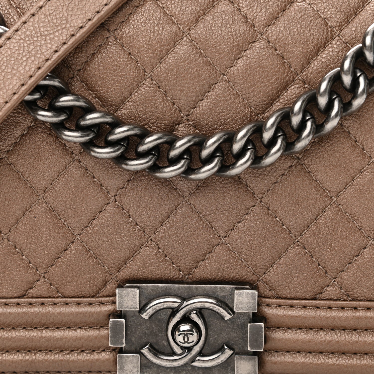 Chanel Grained Calfskin Quilted Medium Boy Flap Light Brown 8 of 16