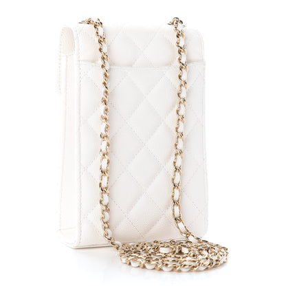 Chanel Caviar Quilted Classic Phone Holder White 3 of 10