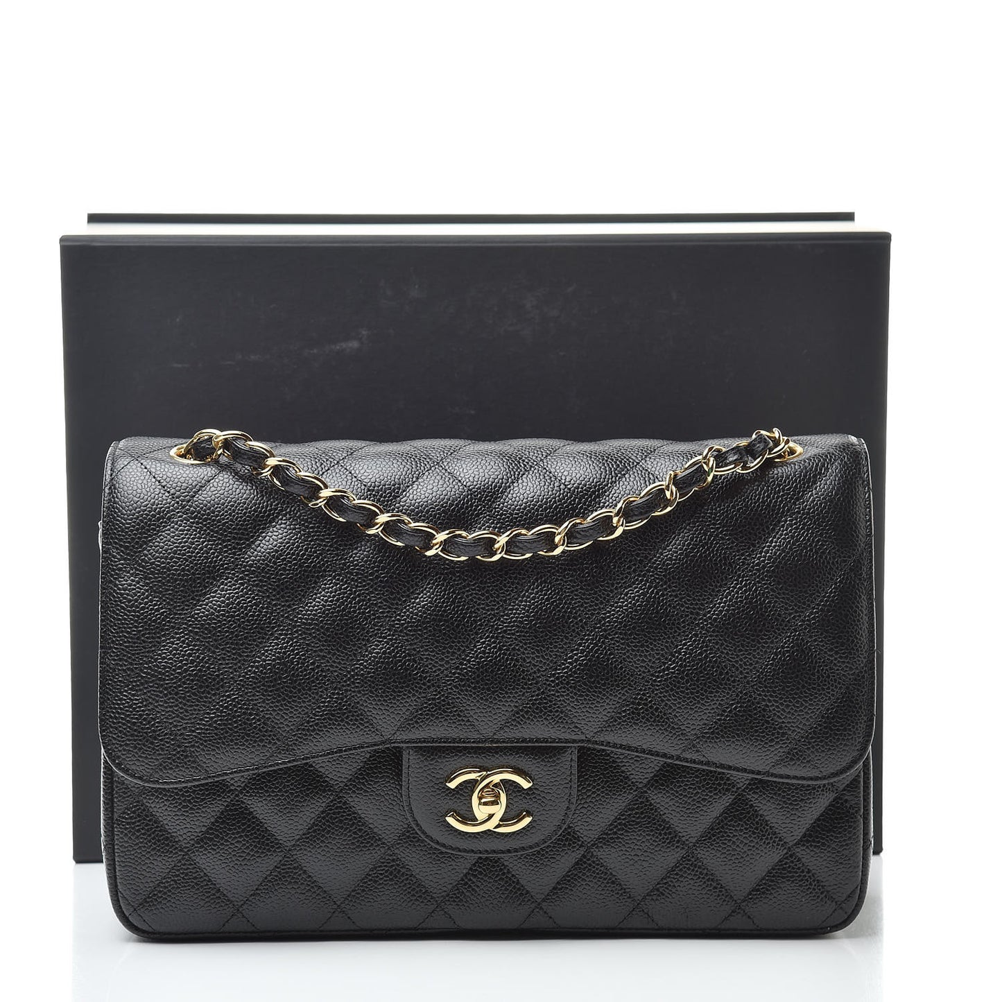 Caviar Quilted Jumbo Double Flap Black