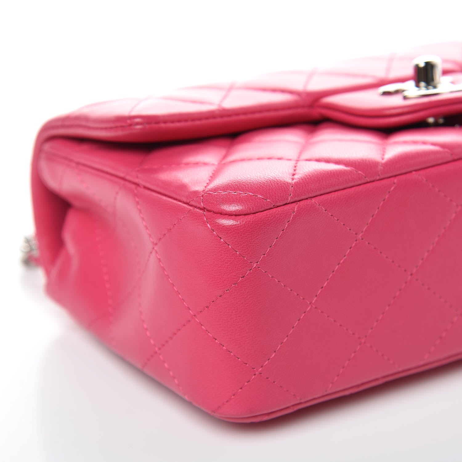 Chanel Lambskin Quilted Mini Rectangular Flap Dark Pink 8 of 12