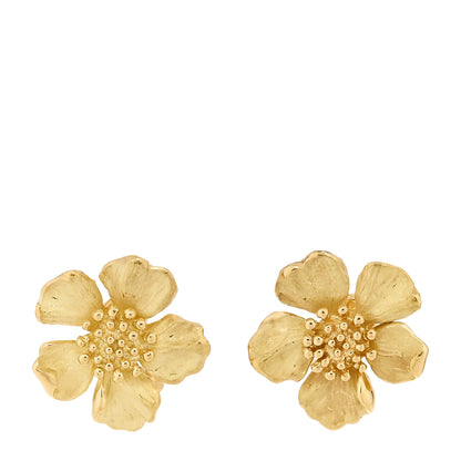 Tiffany 18K Yellow Gold Dogwood Flower Earrings 1 of 4