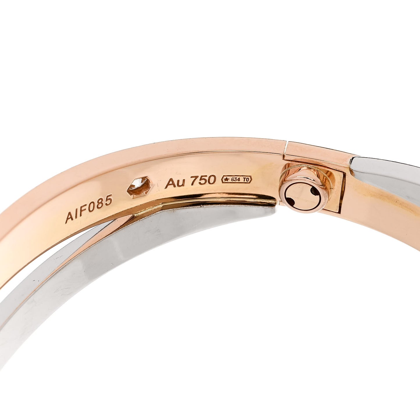 18K Pink White Gold 12 Diamond Double LOVE Bracelet 17